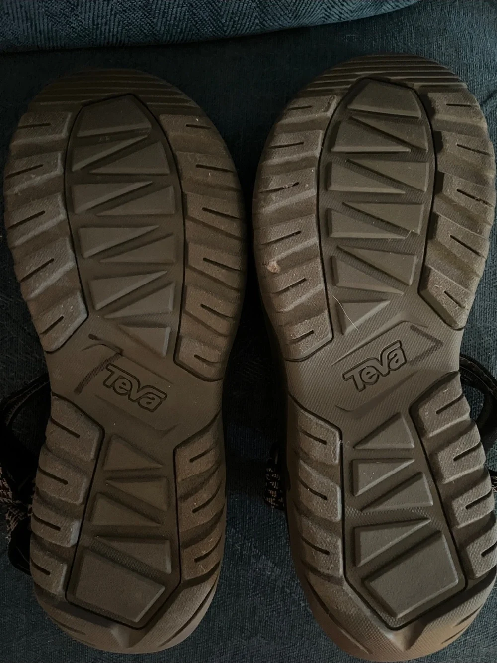 Teva Black and Tan Patterned-Strap Sandals